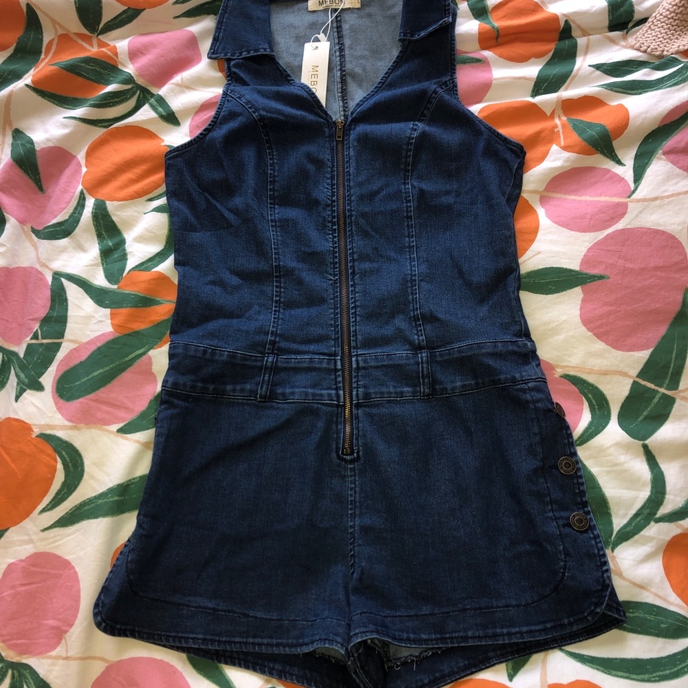 NWT Mebon Vintage Inspired Denim Romper